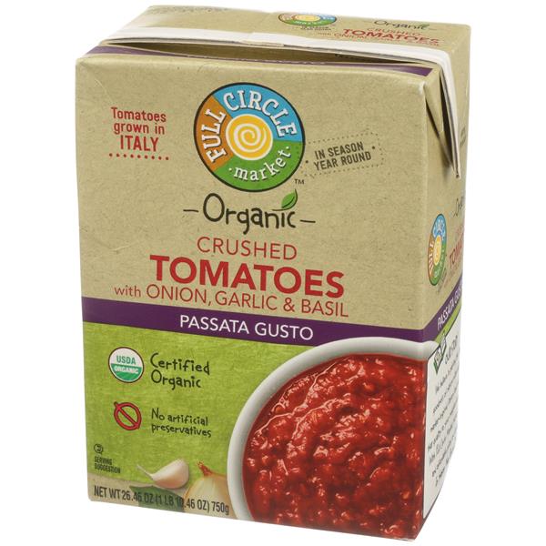 Full Circle Organic Crushed Tomatoes with Onion, Garlic & Basil Hy