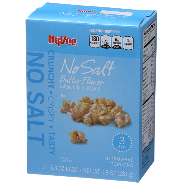 HyVee No Salt Butter Flavor Microwave Popcorn 33.3 oz Bags HyVee