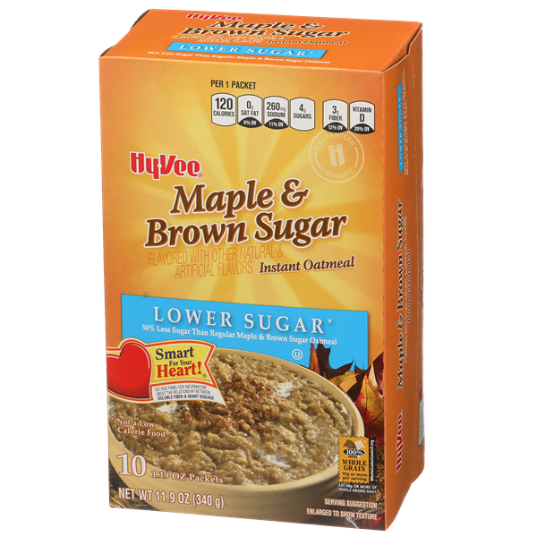 Hy-Vee Lower Sugar Maple & Brown Sugar Instant Oatmeal 10 ...