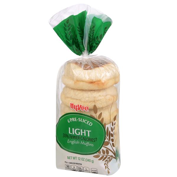 Hy-Vee Pre-Sliced Light English Muffins 6 ct Bag | Hy-Vee Aisles Online ...