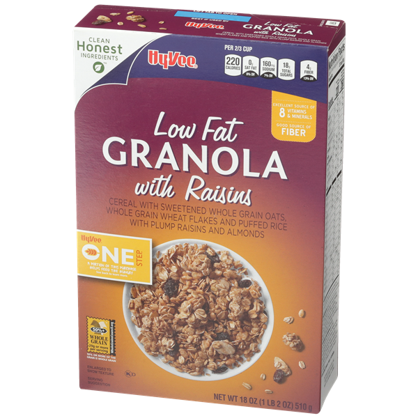 HyVee One Step Low Fat Granola with Raisins Cereal HyVee Aisles