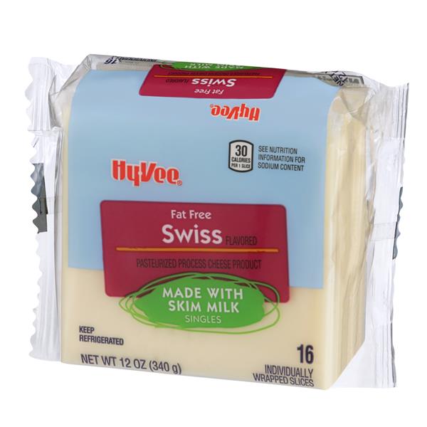 HyVee Singles Fat Free Swiss Pasteurized Process Cheese Product 16Ct