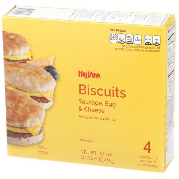 HyVee Sausage Egg and Cheese Biscuits 4Ct HyVee Aisles Online